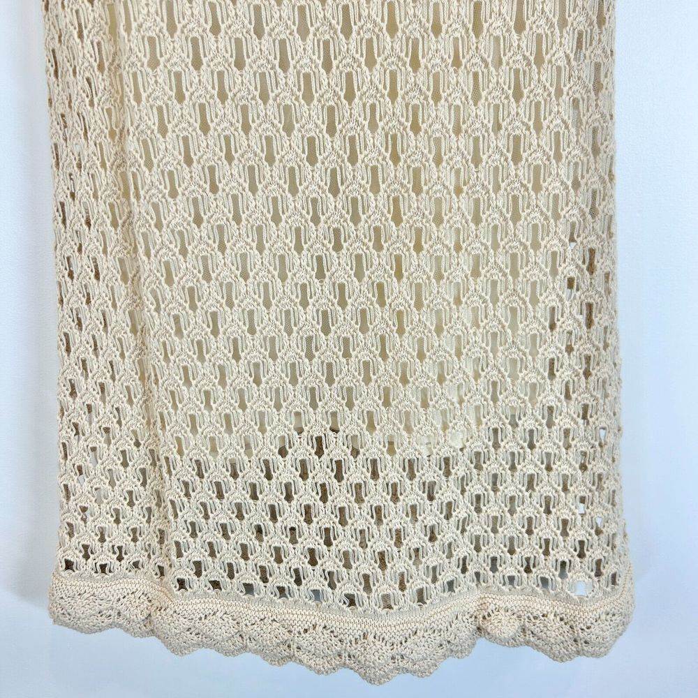 J. Crew Sweater Dress Womens M Toasted Cream Pointelle‎ Sleeveless Crochet Boho - Picture 8 of 14